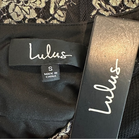Lulu's Say It With Flowers Black Metallic Lace Bell Sleeve Mini Dress NWT small - Picture 6 of 7